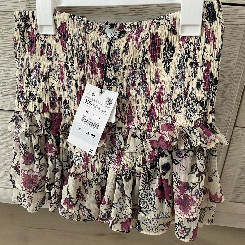 2 piece floral smocked skirt and top